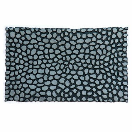 CONFIGURACION 18 x 30 in. Pebbles Silver Rubber Rectangular Doormat Silver & Black CO2828544